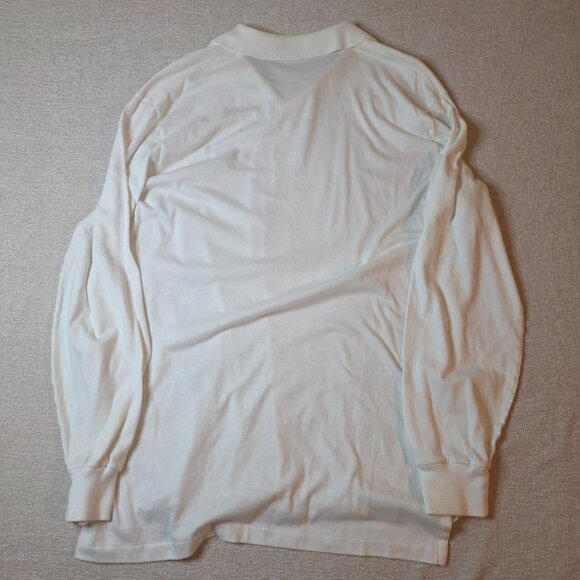 Polo Ralph Lauren White Long Sleeve Polo Shirt Men’s Size L 100% Cotton Vintage - Picture 8 of 8